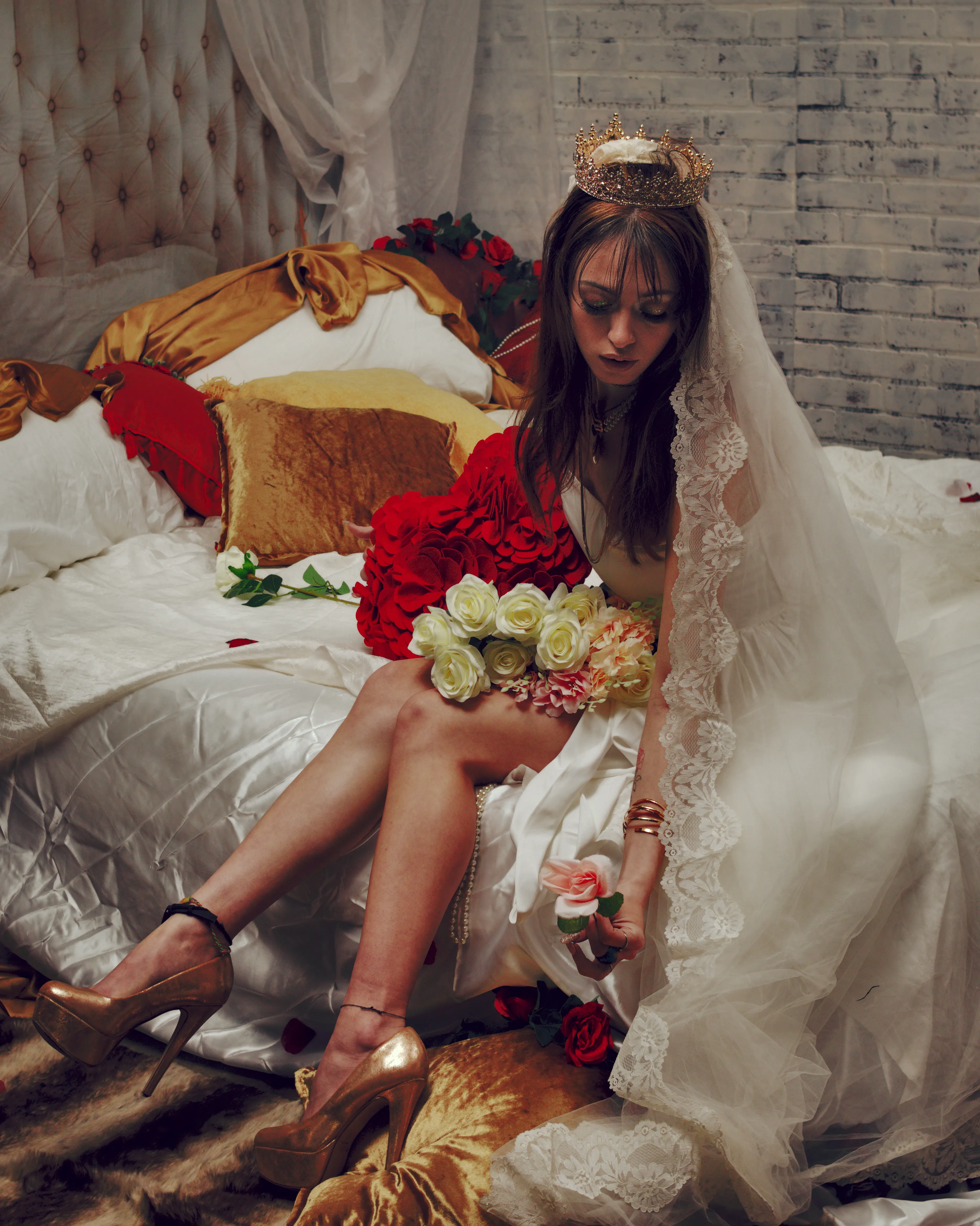 Bride softly smiling in veil
